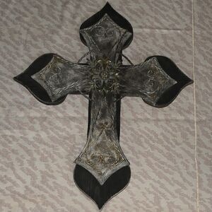 Decorative Wooden And Metal Wall Cross